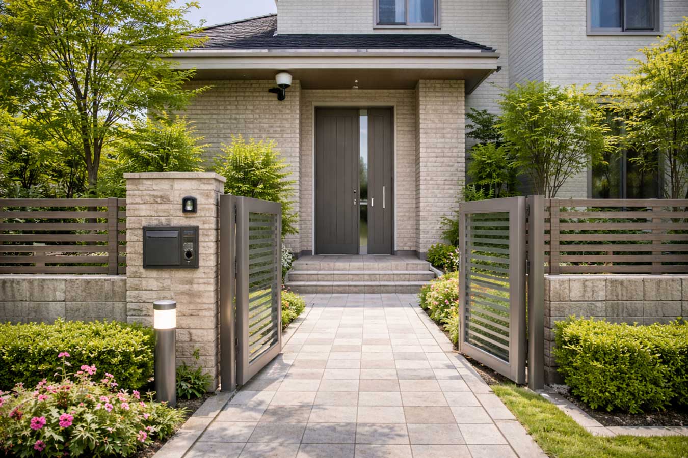 戸建住宅の外観や玄関まわりの防犯性を感じる画像